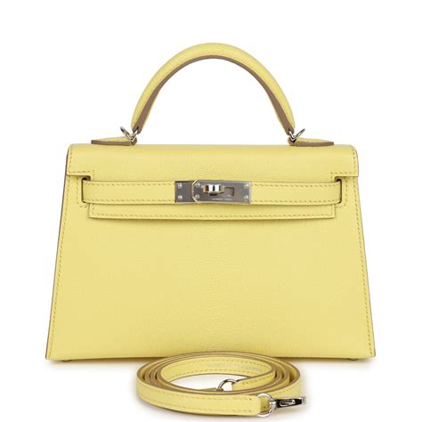 HERMES Chevre Mysore Mini Kelly Sellier 20 Limoncello 